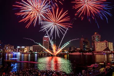 Fireworks at Dubai Marina in Dubai, United Arab Emirates. (twitter)