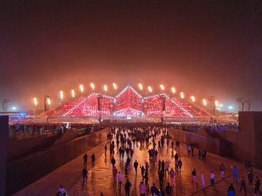 Photo from a raised platform shows the main stage at the MDL Beast Soundstorm event in Riyadh. (Ayush Narayanan, Al Arabiya English)