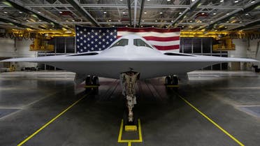 The B-21 Raider, a new high-tech stealth bomber developed for the U.S. Air Force, is seen in an undated photograph in Palmdale, California, US, released on December 2, 2022.  (Reuters)