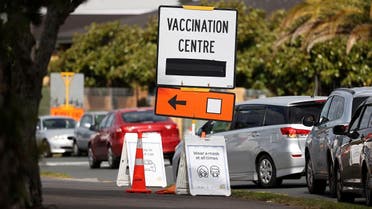 A vaccination center sign directs the public during a lockdown to curb the spread of  COVID-19 outbreak in Auckland, New Zealand, August 26, 2021. (Reuters)