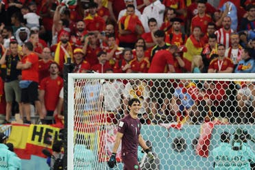 Morocco's goalkeeper #01 Yassine Bounou smiles during the penalty shoot-out during the Qatar 2022 World Cup round of 16 football match between Morocco and Spain at the Education City Stadium in Al-Rayyan, west of Doha on December 6, 2022. (AFP)