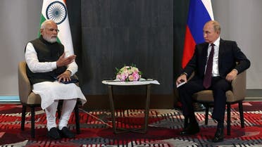 Russian President Vladimir Putin and Indian Prime Minister Narendra Modi attend a meeting on the sidelines of the Shanghai Cooperation Organization (SCO) summit in Samarkand, Uzbekistan September 16, 2022. (File photo: Reuters)