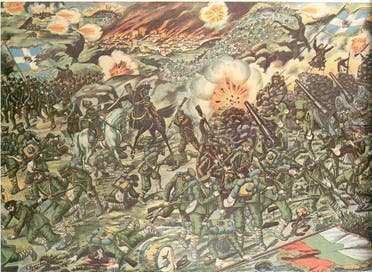 رسم تخيلي يجسد احدى المعارك بحرب البلقان عام 1913