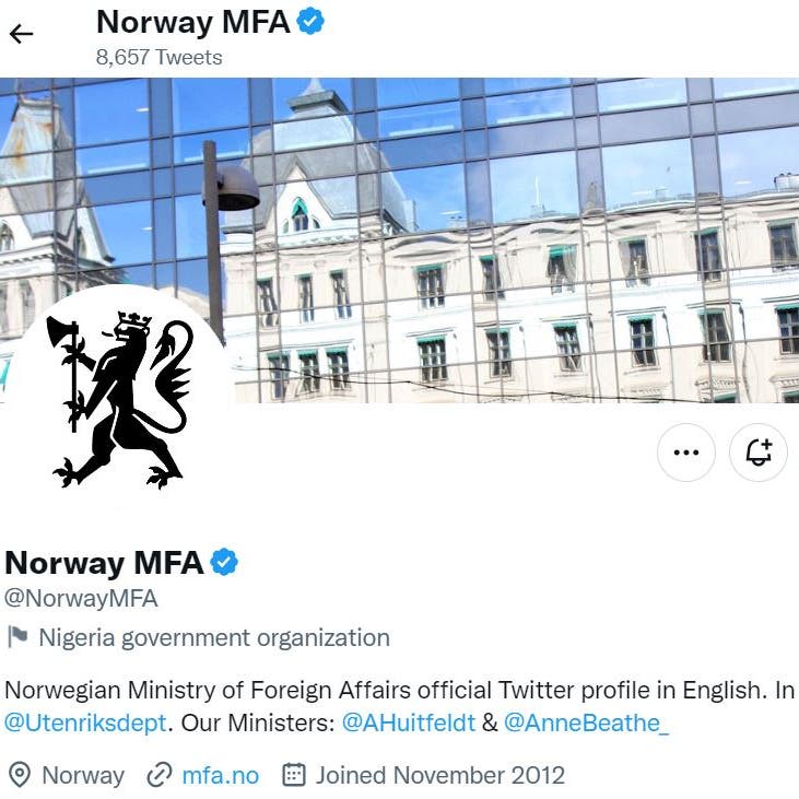 طلب غريب من خارجية النرويج لفريق الدعم بتويتر: نحن لسنا نيجيريا!
