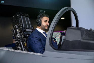 Saudi Arabia's Minister of Defense Prince Khalid bin Salman at BAE Systems headquarters in Wharton, Cumbria. (SPA)