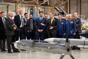 Saudi Arabia's Minister of Defense Prince Khalid bin Salman at BAE Systems headquarters in Wharton, Cumbria. (SPA)