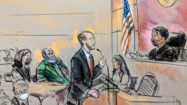 رسم لجلسة محاكمة أبوعجيلة مسعود في أميركا
