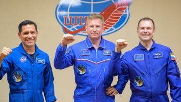 The Soyuz MS-22 crew: Russian cosmonauts Sergey Prokopyev (center) and Dmitry Petelin (right) with NASA astronaut Frank Rubio (left) before launch. Photo credit: NASA/Bill Ingalls