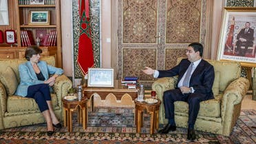 Morocco's Foreign Minister Nasser Bourita (R) meets with his French counterpart Catherine Colonna in Rabat, on Dec. 16, 2022. (AFP)