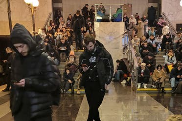 Kyiv residents took refuge in the metro stations yesterday to protect themselves from the bombing