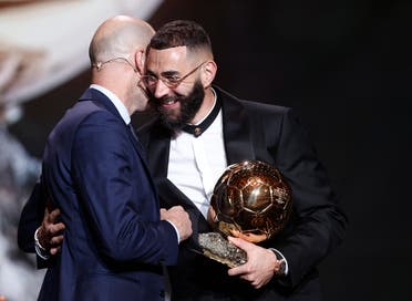 Zidane handed Benzema the Golden Ball award 