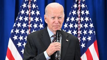 In this file photo taken on December 16, 2022 US President Joe Biden speaks during a town hall with veterans and veteran survivors in New Castle, Delaware. (AFP)