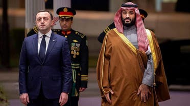 Saudi Arabia’s Crown Prince Mohammed bin Salman receives Georgian Prime Minister Irakli Garibashvili during which official talks between both leaders were held. (SPA)