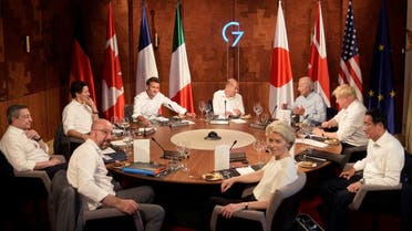  Group of Seven leaders gather for a dinner event at Castle Elmau in Kruen, near Garmisch-Partenkirchen, Germany, on Sunday, June 26, 2022. (Reuters)