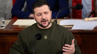 Ukraine’s President Volodymyr Zelenskyy addresses the US Congress at the US Capitol in Washington, DC on December 21, 2022. (AFP)