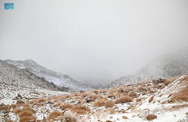 Snow falls in Tabuk, Saudi Arabia, on December 27. (SPA)