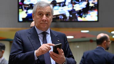 Italy’s Foreign Minister Antonio Tajani looks on during a Foreign Affairs Council meeting at the EU headquarters in Brussels on December 12, 2022. (AFP)