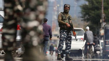 Indian Central Reserve Police Force (CRPF) personnel stand guard on a street in Srinagar, October 12, 2021. (File photo: Reuters)