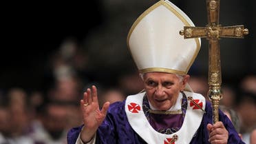 Pope Benedict XVI attends Ash Wednesday mass at the Vatican February 13, 2013. Thousands of people are expected to gather in the Vatican for Pope Benedict's Ash Wednesday mass, which is expected to be his last before leaving office at the end of February. REUTERS