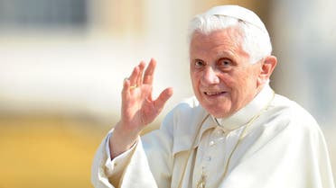In this file photo taken on September 28, 2011 Pope Benedict XVI waves to faithful as he arrives for his weekly general audience at St Peter’s square at The Vatican. (AFP)