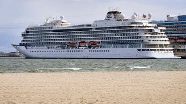 Cruise liner Viking Orion is moored at Station Pier in Melbourne on March 24, 2020. / AFP / William WEST