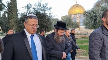 Israel’s far-right national security minister Itamar Ben-Gvir visited the compound that houses the al-Aqsa mosque in Jerusalem on January 3, 2023. (Twitter)