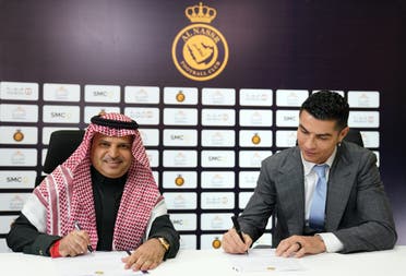 Football legend Cristiano Ronaldo at Riyadh's Mrsool Park stadium after signing with Saudi Arabia's Al Nassr Club. (Twitter)