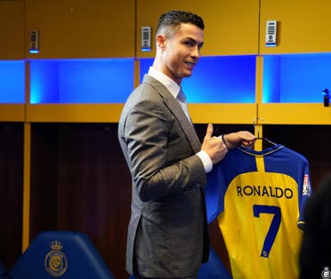 Football legend Cristiano Ronaldo at Riyadh's Mrsool Park stadium after signing with Saudi Arabia's Al Nassr Club. (Twitter)