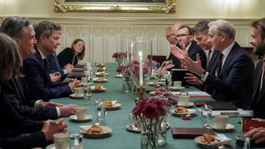 Norwegian Prime Minister Jonas Gahr Stoere, Oil and Energy Minister Terje Aasland, Climate and Environment Minister Espen Barth Eide and Industry Minister Jan Christian Vestre meet the German Deputy Prime Minister Robert Habeck in Oslo, Norway, January 5, 2023. (Reuters)