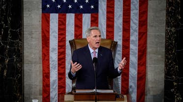 US Speaker of the House Kevin McCarthy (R-CA) delivers remarks after being elected as Speaker in the House Chamber at the US Capitol Building on January 07, 2023 in Washington, DC. (AFP)