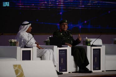 Director General of Passports (Jawazat) Lt. Gen. Sulaiman al-Yahya speaking during a session at the Hajj Expo 2023. (SPA)