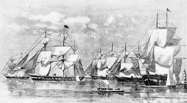 رسم تخيلي لعدد من السفن الحربية الروسية قرب نيويورك عام 1863