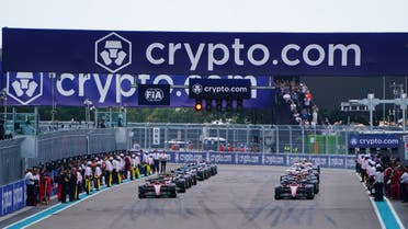 Cars on the grid for the start of the Miami Grand Prix at Miami International Autodrome. (Reuters)
