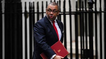 Britain’s Foreign Secretary James Cleverly arrives for the weekly Cabinet meeting at 10 Downing Street, in London, on January 10, 2023. (AFP)
