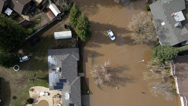 Aerial view of a flooded street after winter storms brought high winds and heavy rain in Atwater, California, US, January 12, 2023. (Reuters)
