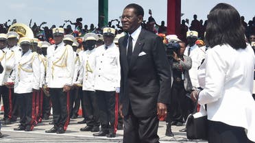 Equatorial Guinea President Teodoro Obiang Nguema Mbasogo arrives in Malabo on December 8, 2022 at the inauguration ceremony for his sixth seven-year term. (AFP)