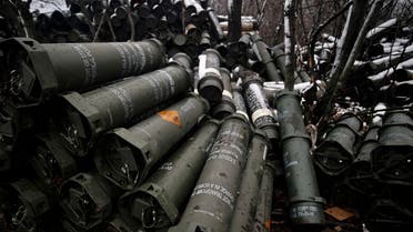 Artillery munitions of Ukrainian army are stored in the frontline at an undisclosed location in the Donetsk region, Ukraine, Wednesday, Nov. 23, 2022. (AP Photo/Roman Chop)