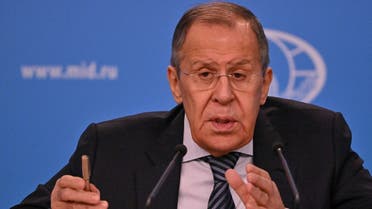 Russian Foreign Minister Sergei Lavrov holds his annual press conference in Moscow on January 18, 2023. (AFP)