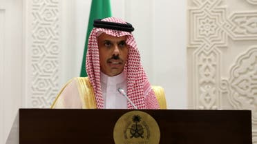 Saudi Arabia's Foreign Minister Faisal bin Farhan speaks in Riyadh, Saudi Arabia, October 3, 2021. (Reuters)