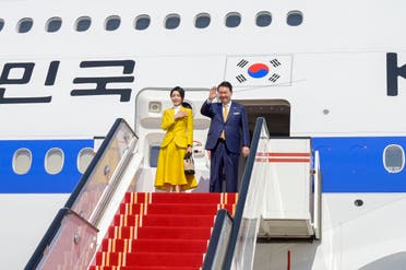 South Korea's President Yoon Suk Yeol and the First Lady leave the UAE after an official state visit. (WAM)