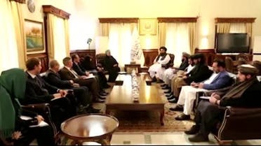 Taliban’s acting Foreign Minister, Mawlawi Amir Khan Muttaqi, meeting with UN deputy secretary-general Amina Mohammed, in Kabul, Afghanistan, January 18, 2023. (Taliban Foreign Ministry handout via Reuters)