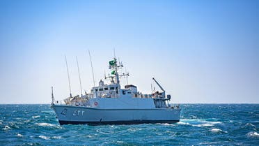 Royal Saudi Naval Force mine-countermeasures vessel Al-Shaqra (MCMV 422) participates in a photo op during a 60-nation International Maritime Exercise/Cutlass Express 2022 (IMX/CE22), in the Arabian Gulf, in this picture taken February 9, 2022 and released by the U.S. Navy on February 28, 2022, U.S. Naval Forces Central Command/Spc. (Reuters)