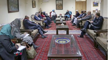 United Nations Deputy Secretary-General Amina Mohammed and UN delegates meet with former Afghan President Hamid Karzai, in Kabul, Afghanistan, in this handout image released January 18, 2023. (Reuters)