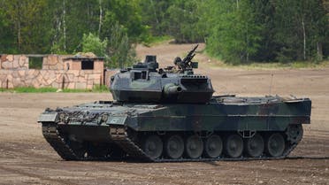 This file photo taken on May 20, 2019 shows a Leopard 2 A7 main battle tank of the German armed forces Bundeswehr taking part in an educational practice of the “Very High Readiness Joint Task Force” (VJTF) as part of the NATO tank unit at the military training area in Munster, northern Germany. (AFP)