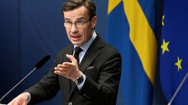 Swedish Prime Minister Ulf Kristersson speaks during a news conference in Stockholm, Sweden January 16, 2023. (Reuters)