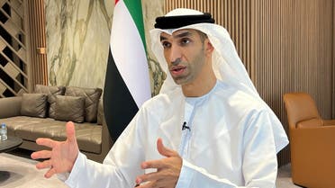 UAE Minister of State for Foreign Trade Thani Al-Zeyoudi in an interview with Reuters in Dubai, June 30, 2022. (Reuters)