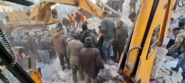 A building collapsed in a neighborhood in Syria’s northern city of Aleppo early Sunday, killing at least 10 people, including one child. (Twitter)