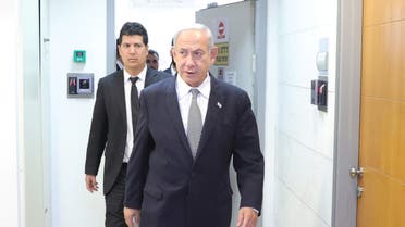 Israeli prime minister Benjamin Netanyahu attends a hearing at the Magistrate's Court in Rishon Lezion, Israel, 23 January 2023 . Benjamin and Sara Netanyahu invited to testify in court in a defamation lawsuit filed by Netanyahu's associate, the lawyer David Shimron, against David Artzi who claimed to have seen a written and signed contract between the Netanyahu couple, which obliges Benjamin Netanyahu to give his wife Sara the authority to appoint sensitive positions in the Israeli security system and Israeli politics. ABIR SULTAN/Pool via REUTERS