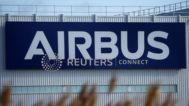 The logo of Airbus is picuted at the Airbus facility in Montoir-de-Bretagne near Saint-Nazaire, France. (Reuters)