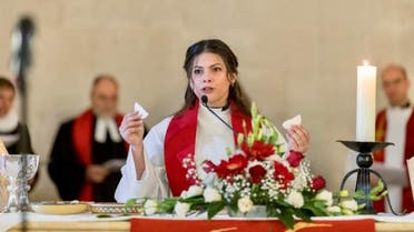 Sally Azar, the first Palestinian female pastor in the Holy Land. (Twitter)